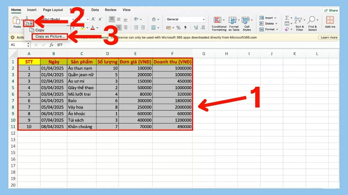 Mở bảng tính Excel và bôi đen Mở bảng tính Excel và bôi đen