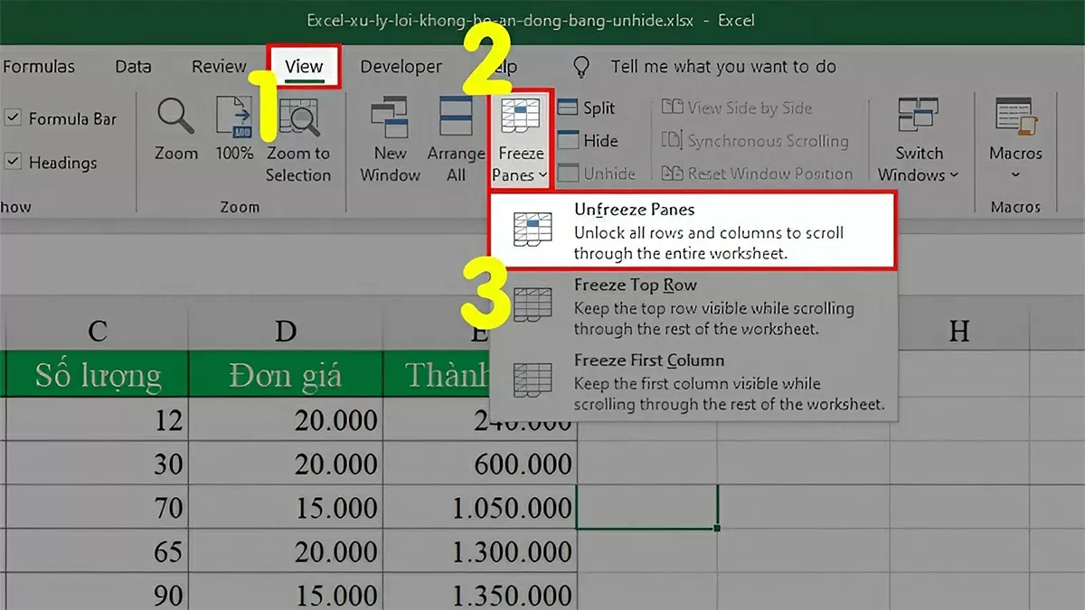Mở file Excel đang gặp lỗi và thao tác theo 3 bước