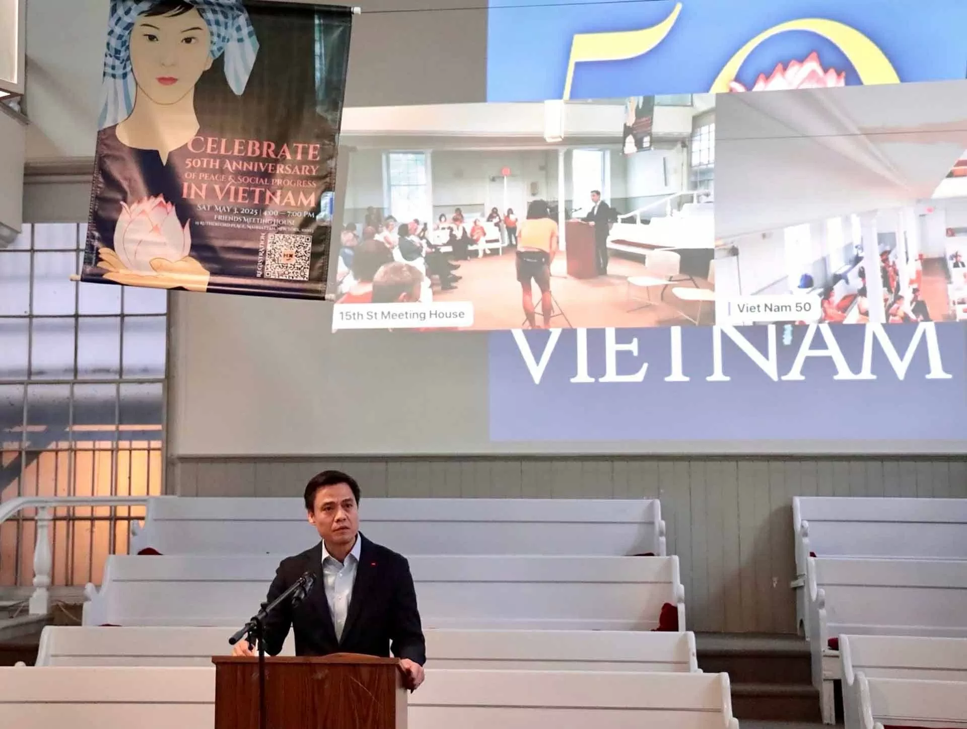Bạn bè Hoa Kỳ và quốc tế ở thành phố New York kỷ niệm 50 năm ‘Hòa bình và tiến bộ xã hội tại Việt Nam’ Bạn bè Hoa Kỳ và quốc tế ở thành phố New York kỷ niệm 50 năm ‘Hòa bình và tiến bộ xã hội tại Việt Nam’