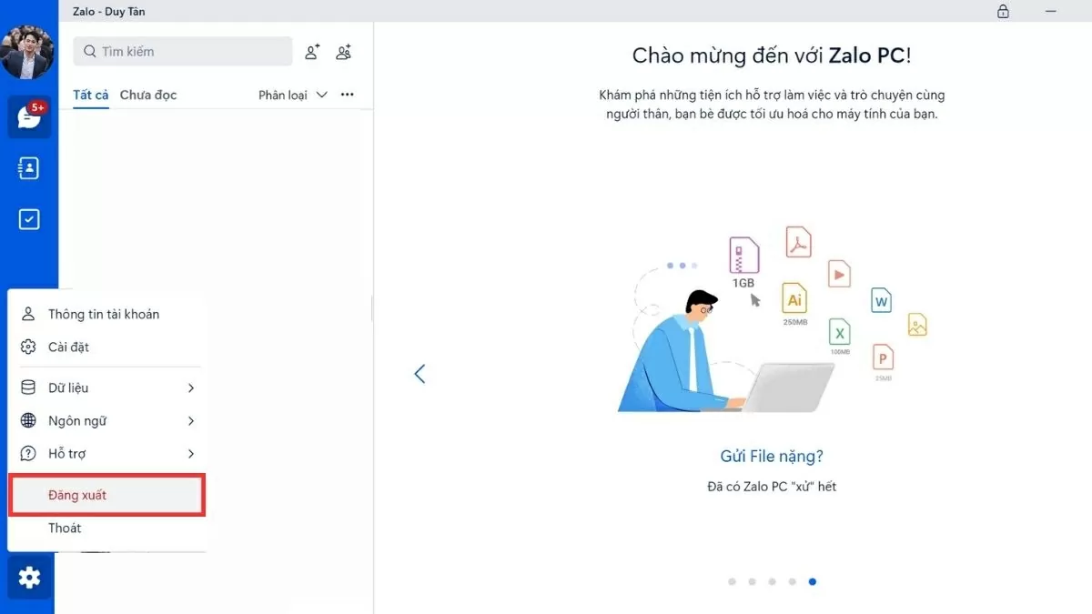 Đăng xuất tài khoản Zalo