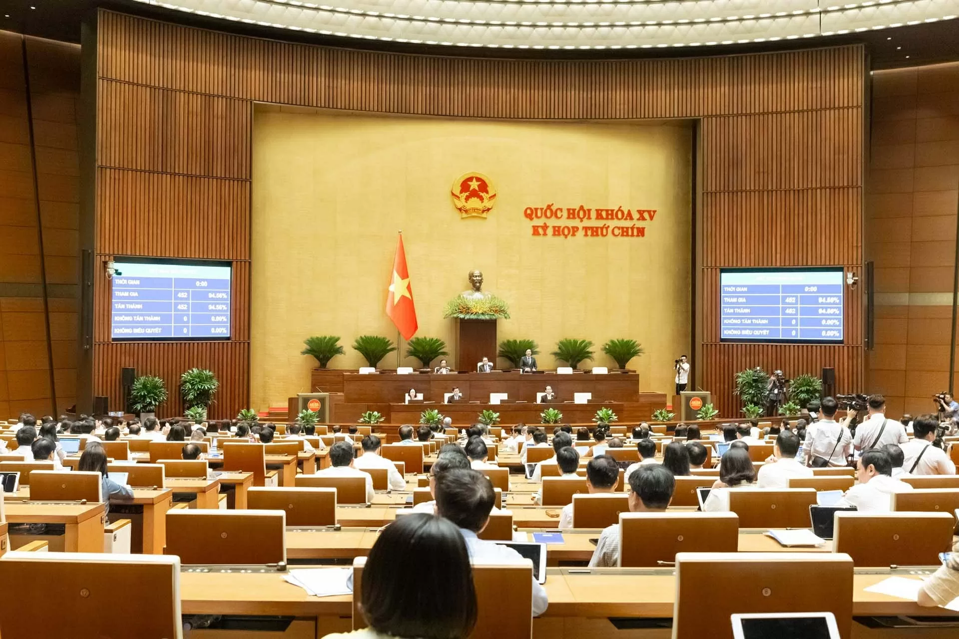 Quốc hội chính thức thông qua Nghị quyết về việc thành lập Ủy ban dự thảo sửa đổi, bổ sung một số điều của Hiến pháp năm 2013. (Nguồn: VGP)