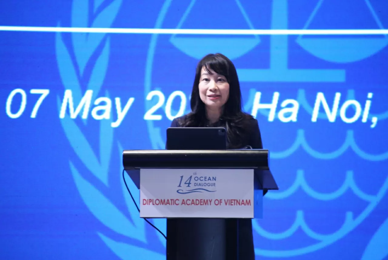 Phó Giám đốc Học viện Ngoại giao, PGS.TS. Nguyễn Thị Lan Anh phát biểu tại buổi Đối thoại. (Ảnh: Thành Long)