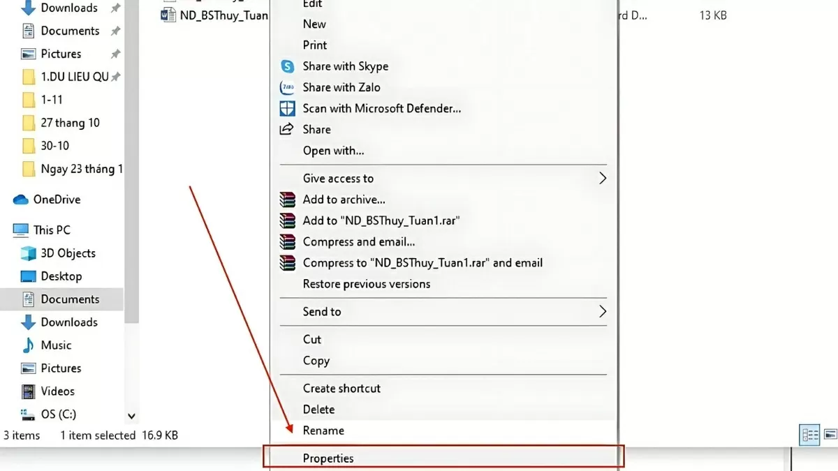 Chọn Properties (Thuộc tính)