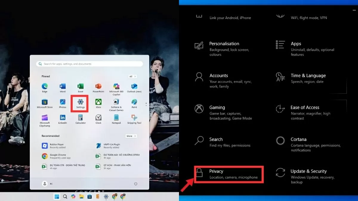 Truy cập vào mục Settings (Cài đặt) Truy cập vào mục Settings (Cài đặt)