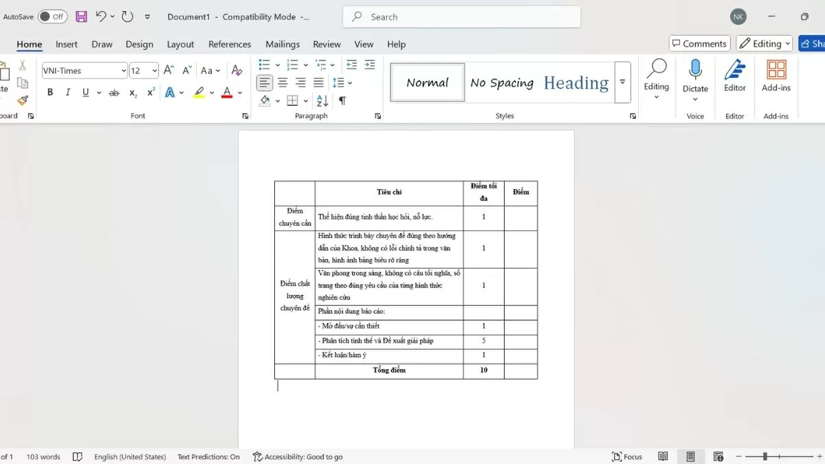 Kiểm tra lại bảng