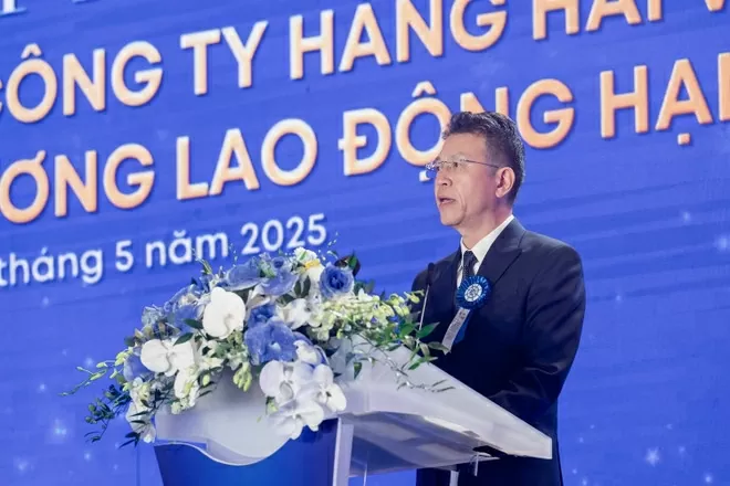 Ông Lê Anh Sơn, Chủ tịch Hội đồng thành viên VIMC cho biết tổng công ty cam kết tiếp tục mở rộng hoạt động, nâng cao năng lực cạnh tranh và đóng góp tích cực vào nền kinh tế Việt Nam. (Ảnh: Việt Hùng)