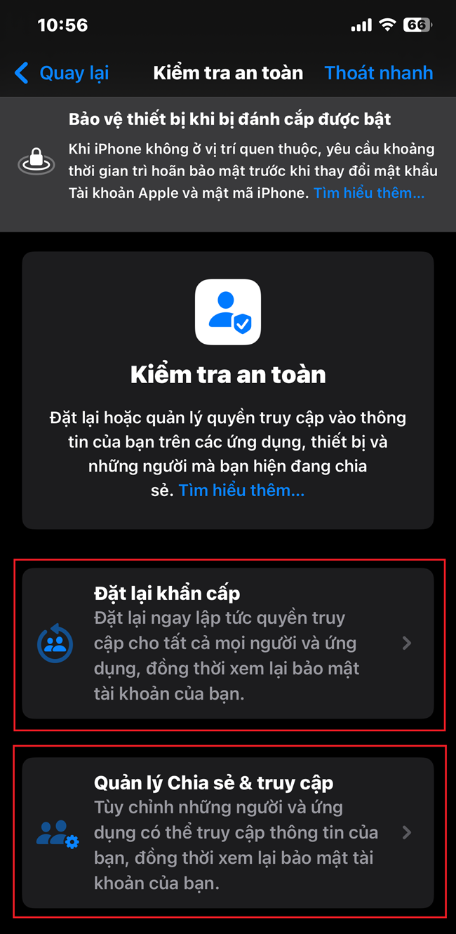 Safety Check (Kiểm tra độ an toàn)
