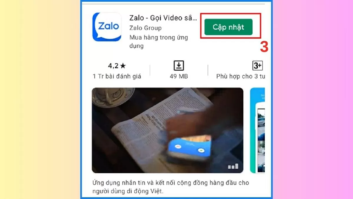 Nhấn nút “Cập nhật”.