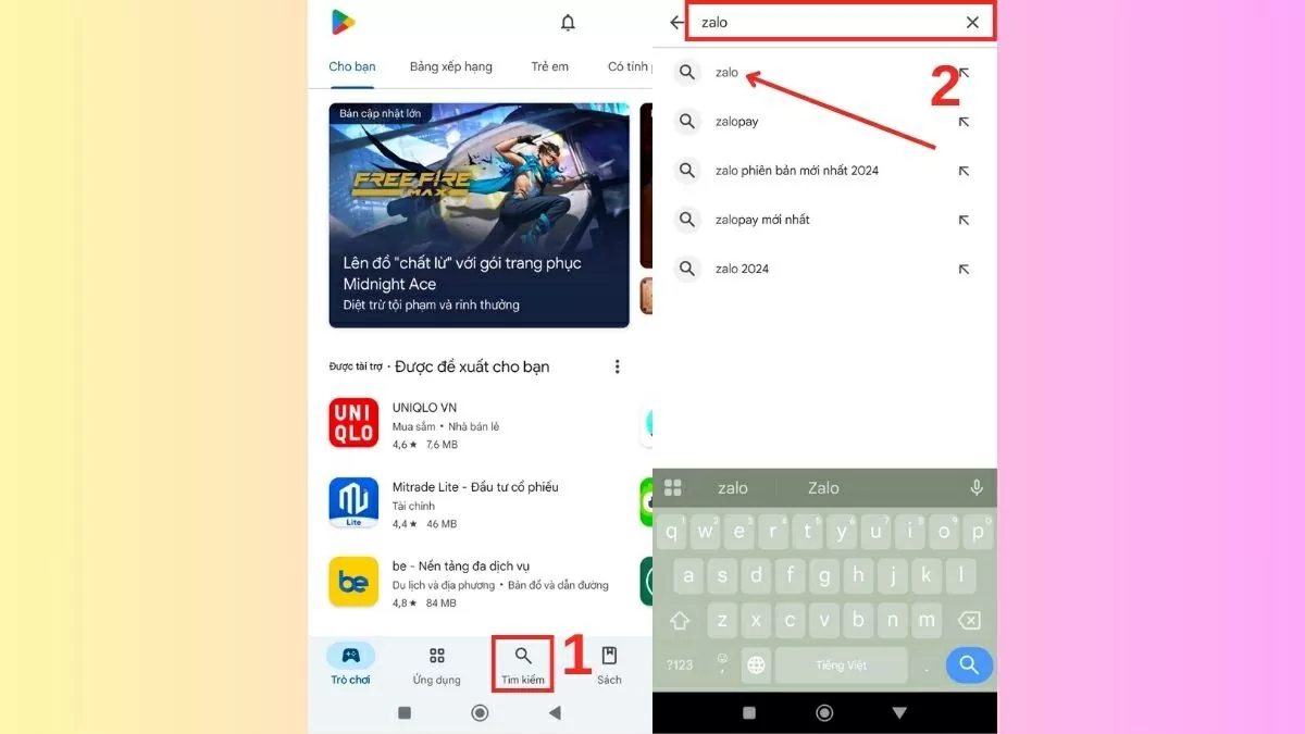 Truy cập CH Play nếu bạn dùng Android hoặc App Store nếu bạn dùng iPhone. Truy cập CH Play nếu bạn dùng Android hoặc App Store nếu bạn dùng iPhone.