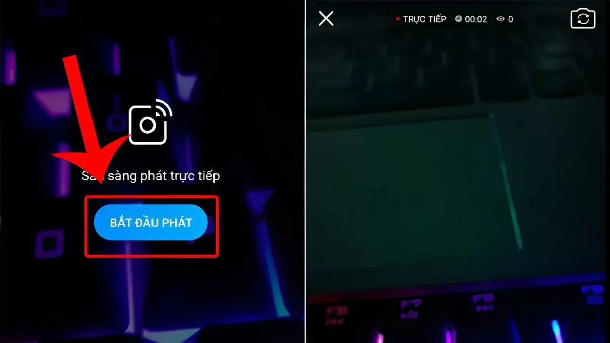 Kiểm tra khung hình và phát trực tiếp.