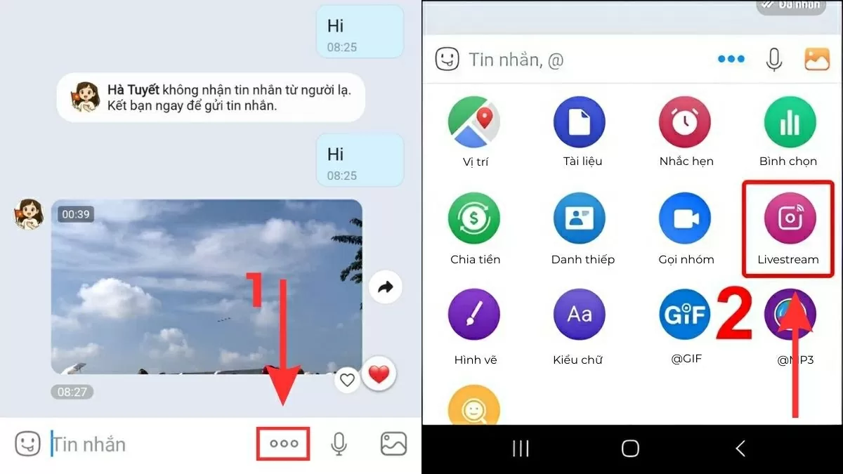 Bắt đầu tính năng livestream.