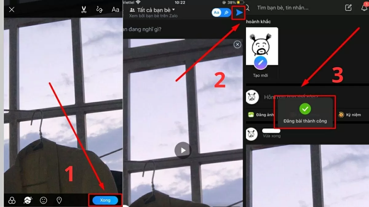 Sau khi hoàn tất, nhấn Hướng dẫn cách đăng video HD trên Zalo không bị mờ đơn giản