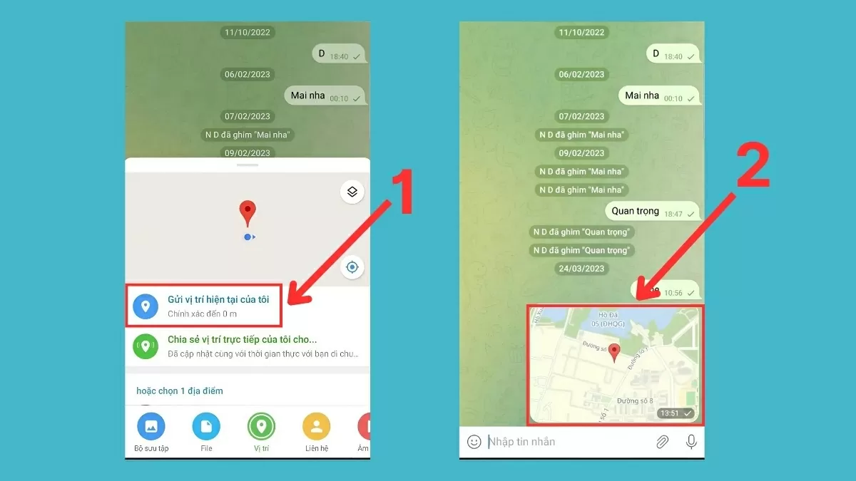 Chọn “Gửi vị trí hiện tại của tôi”.