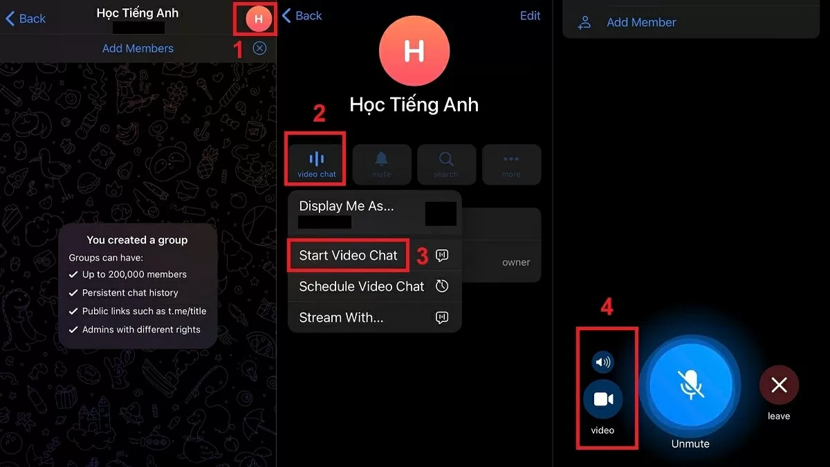 Nhấn vào ảnh đại diện nhóm, chọn mục “Video Chat”. Nhấn vào ảnh đại diện nhóm, chọn mục “Video Chat”.