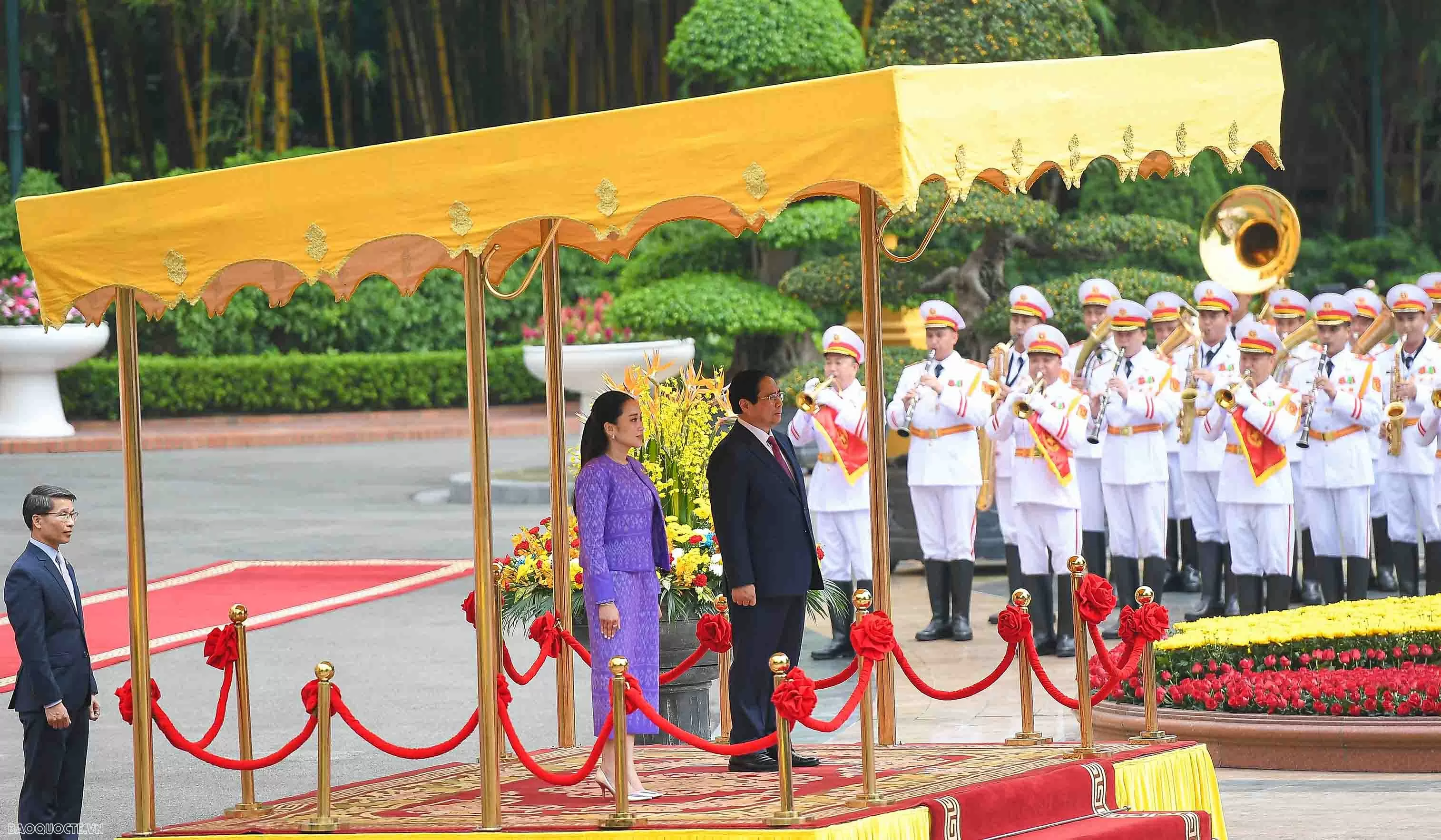 Thủ tướng Phạm Minh Chính chủ trì lễ đón chính thức Thủ tướng Thái Lan Paetongtarn Shinawatra Thủ tướng Phạm Minh Chính chủ trì lễ đón chính thức Thủ tướng Thái Lan Paetongtarn Shinawatra