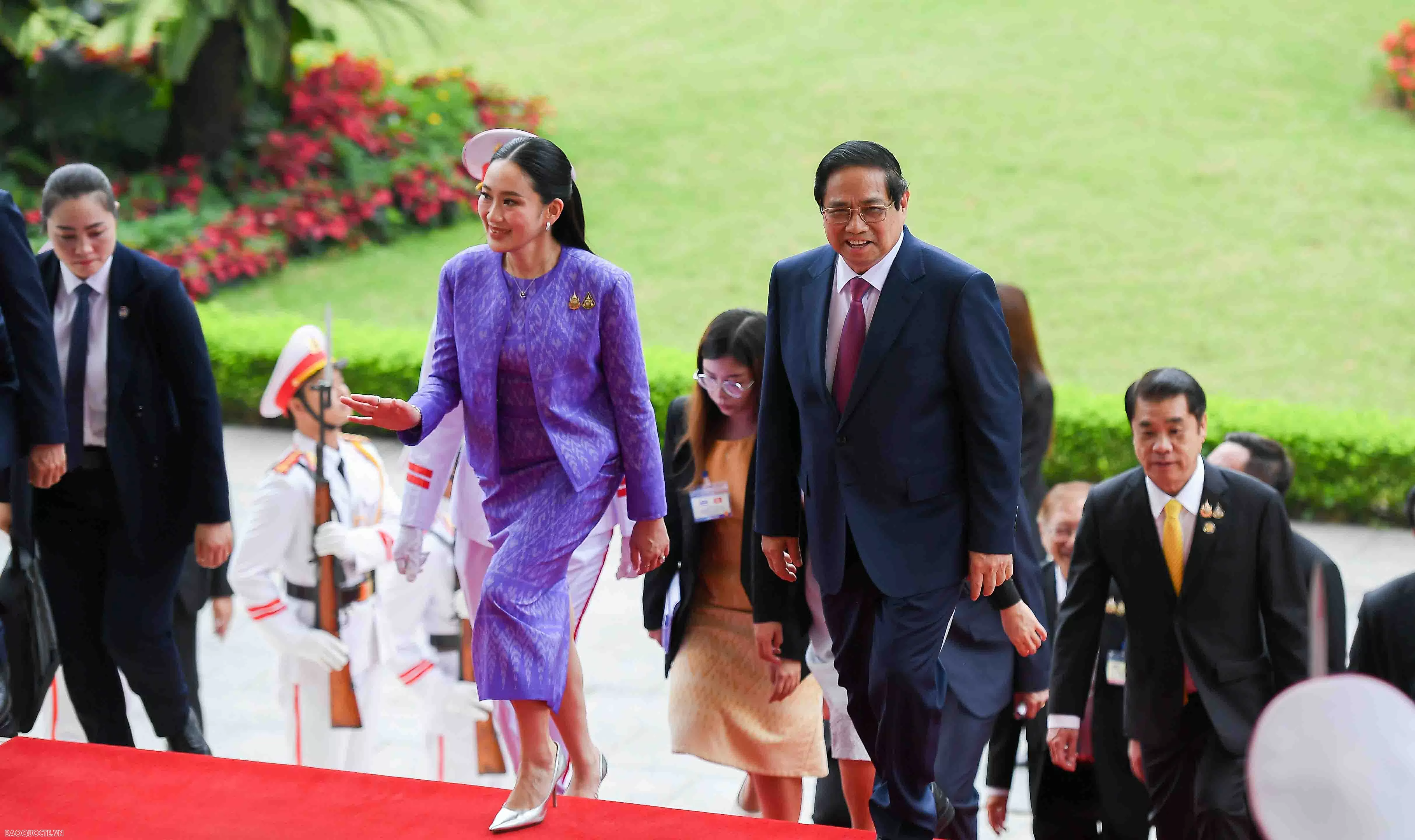 Thủ tướng Phạm Minh Chính chủ trì lễ đón chính thức Thủ tướng Thái Lan Paetongtarn Shinawatra