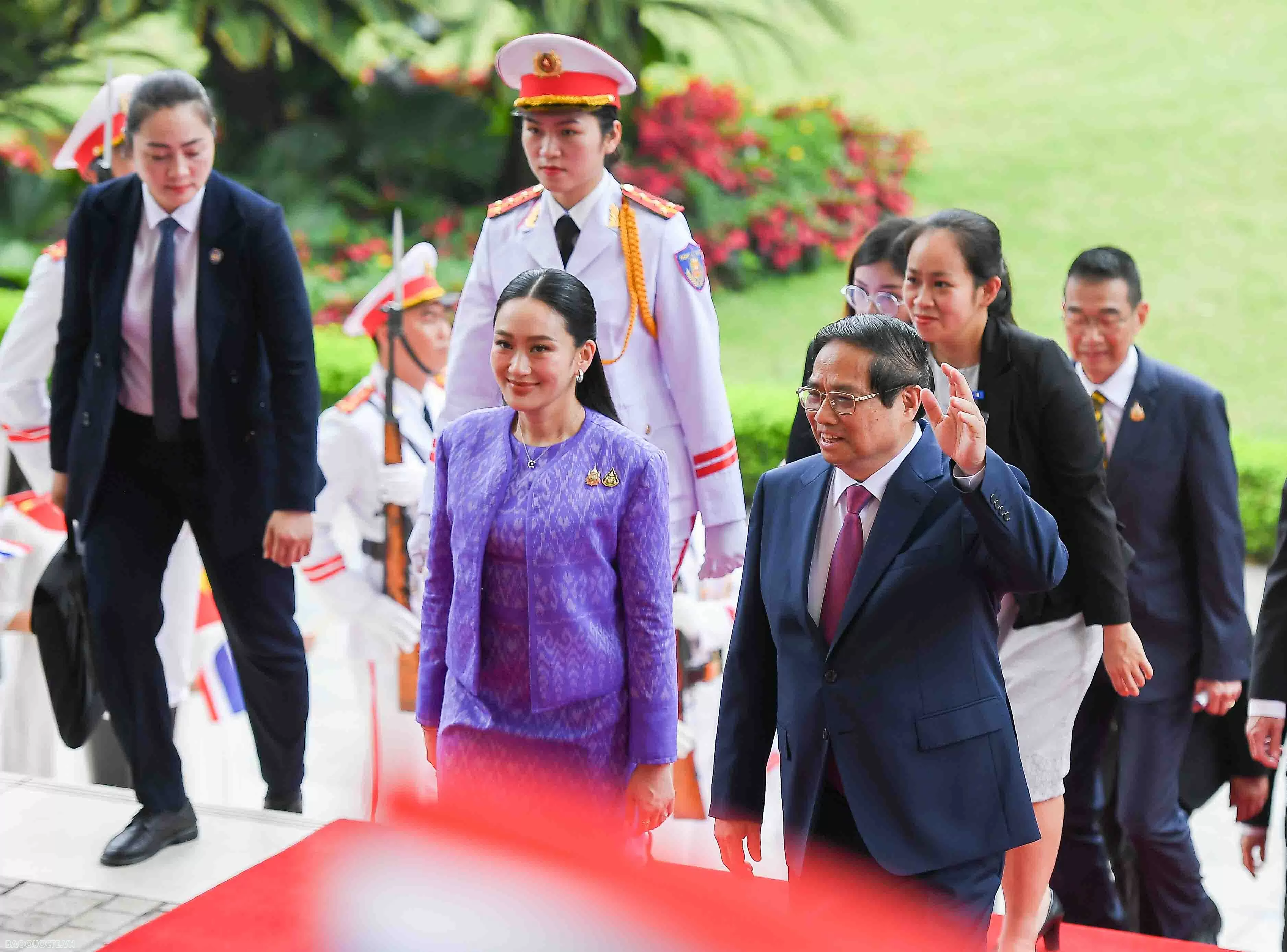 Thủ tướng Phạm Minh Chính chủ trì lễ đón chính thức Thủ tướng Thái Lan Paetongtarn Shinawatra