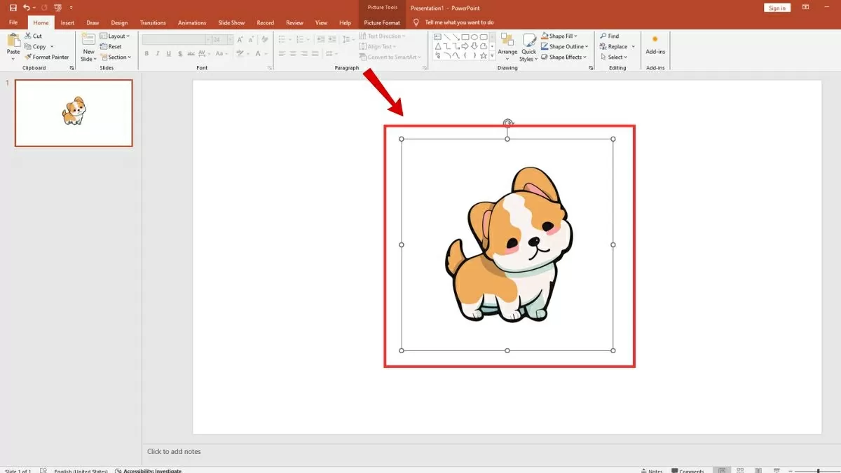 Bước 1: Xác định đối tượng cần áp dụng hiệu ứng.