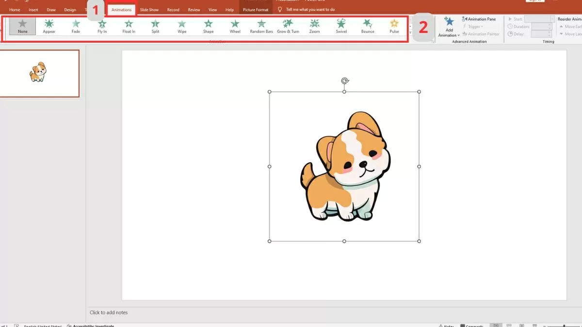 Bước 2: Thêm hiệu ứng chuyển động.