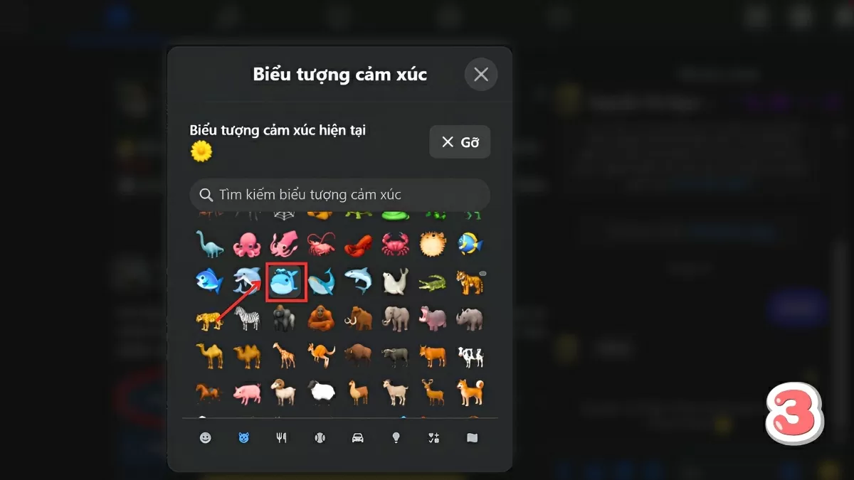 Chọn mục “Biểu tượng cảm xúc”.