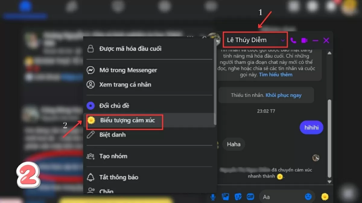 Nhấn vào tên người dùng.