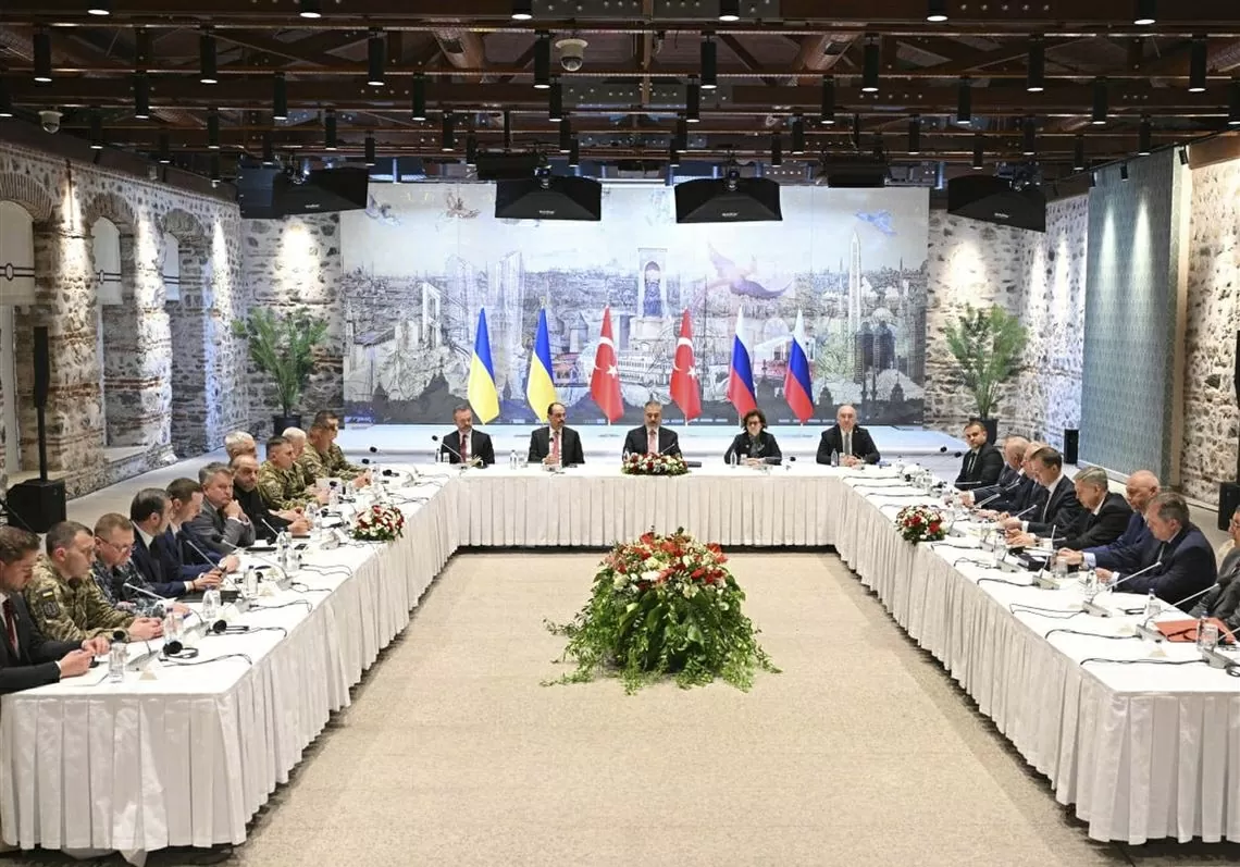 Toàn cảnh cuộc đàm phán giữa phái đoàn Nga và Ukraine tại Istanbul, Thổ Nhĩ Kỳ, ngày 16/5/2025. (Nguồn: Reuters) Toàn cảnh cuộc đàm phán giữa phái đoàn Nga và Ukraine tại Istanbul, Thổ Nhĩ Kỳ, ngày 16/5/2025. (Nguồn: Reuters)