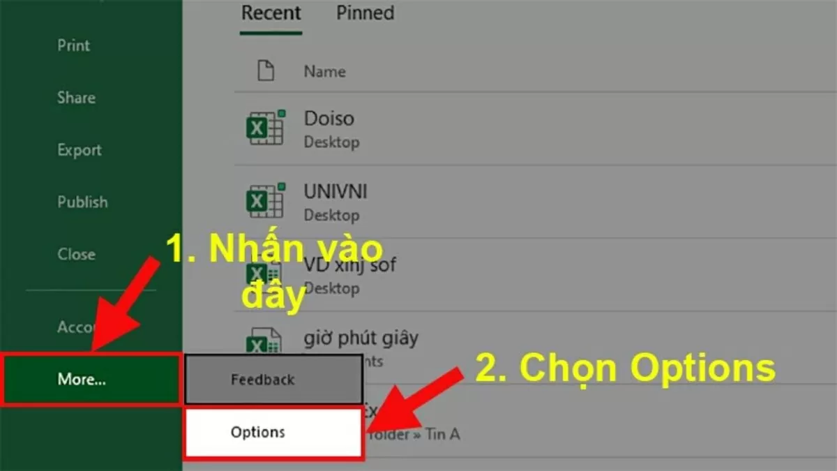Nhận chọn Options. Nhận chọn Options.