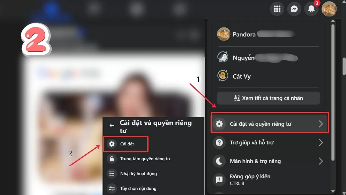 Chọn mục “Cài đặt & quyền riêng tư”. Chọn mục “Cài đặt & quyền riêng tư”.