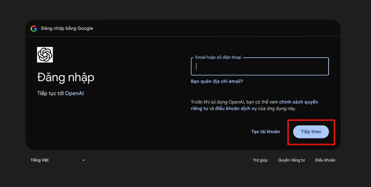 Truy cập trang chủ ChatGPT.