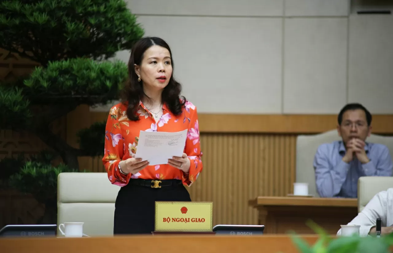 Thứ trưởng Ngoại giao Nguyễn Minh Hằng báo cáo kết quả đạt được sau Hội nghị thượng đỉnh P4G. (Ảnh: Thành Long) Thứ trưởng Ngoại giao Nguyễn Minh Hằng báo cáo kết quả đạt được sau Hội nghị thượng đỉnh P4G. (Ảnh: Thành Long)