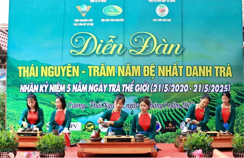 Phần trình diễn nghệ thuật pha trà của các Trà Nương Thái Nguyên.