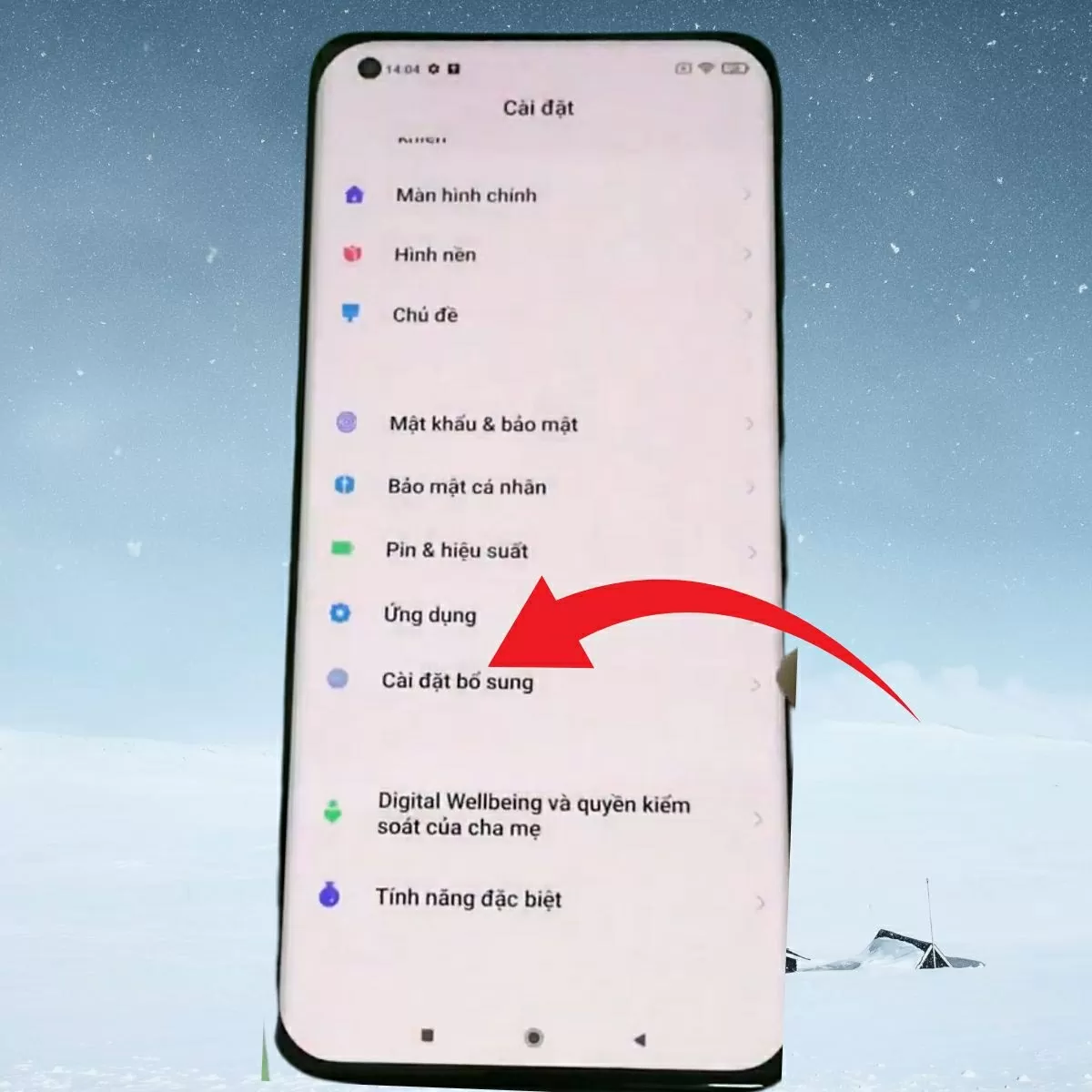 Vào ứng dụng Cài đặt trên thiết bị Xiaomi