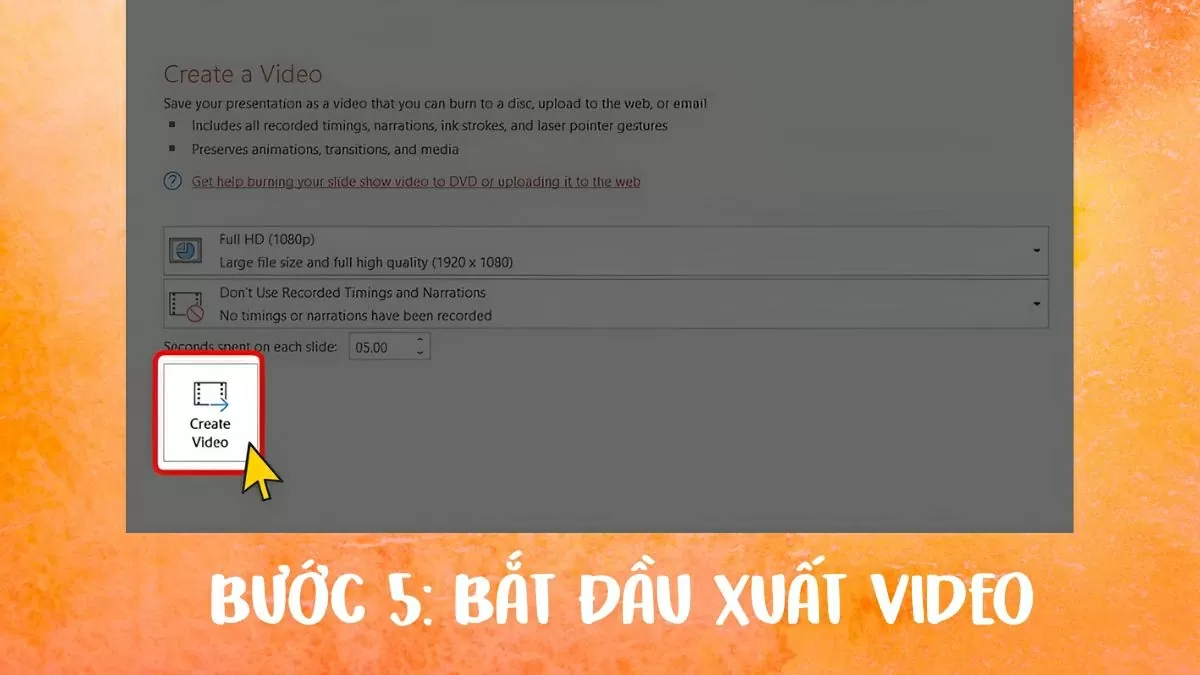 Bắt đầu xuất video.