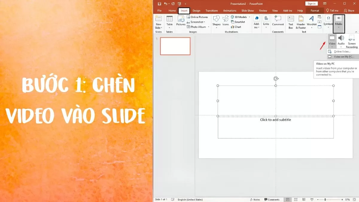 Chèn video vào slide.