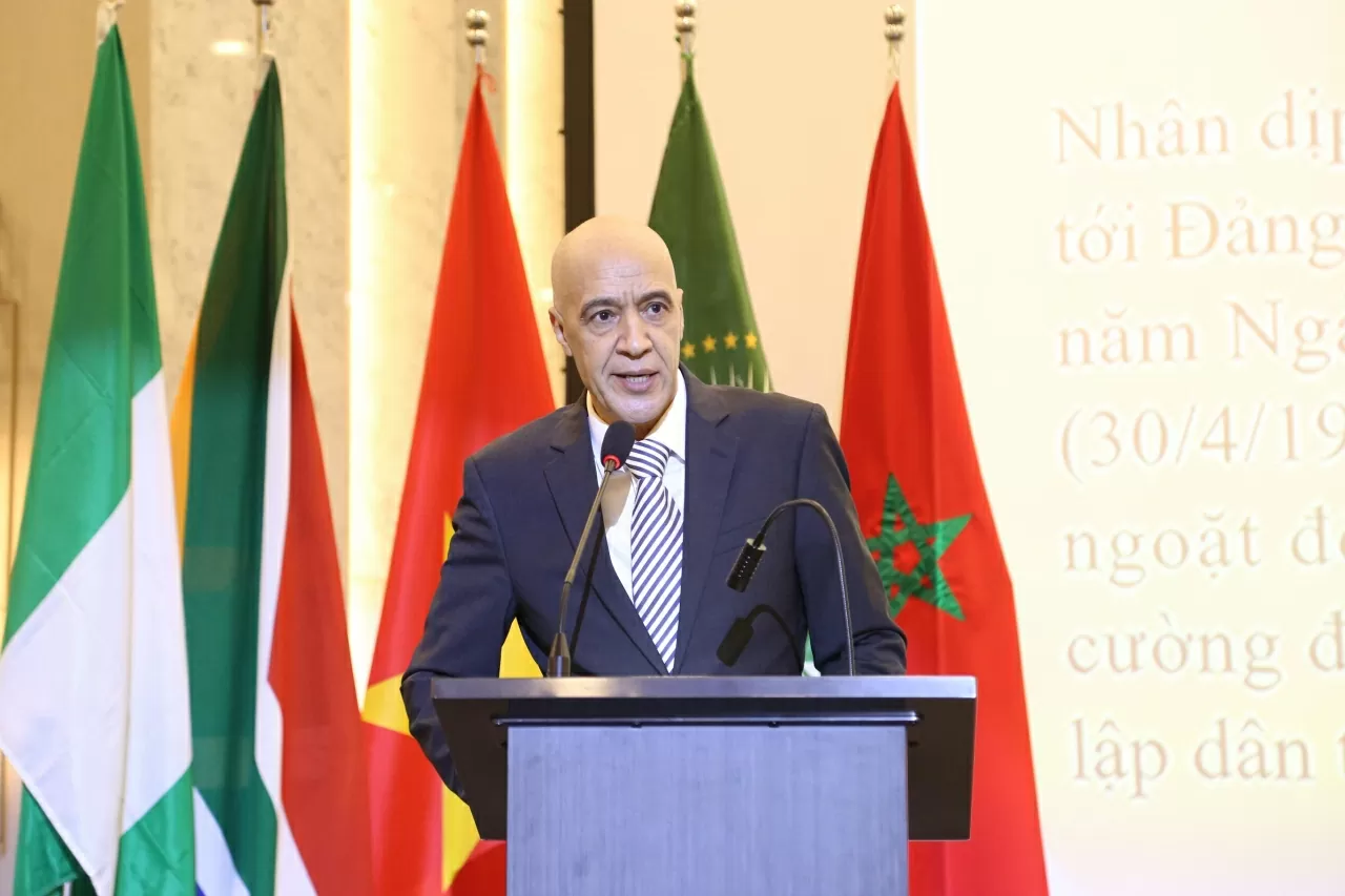 Đại sứ Morocco tại Việt Nam Ông Jamale Chouaibi phát biểu khai mạc Lễ kỷ niệm. (Ảnh: Thành Long) Đại sứ Morocco tại Việt Nam Ông Jamale Chouaibi phát biểu khai mạc Lễ kỷ niệm. (Ảnh: Thành Long)