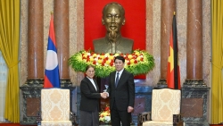 Chủ tịch nước tiếp đoàn đại biểu cấp cao Lào viếng, dự lễ truy điệu nguyên Chủ tịch nước Trần Đức Lương