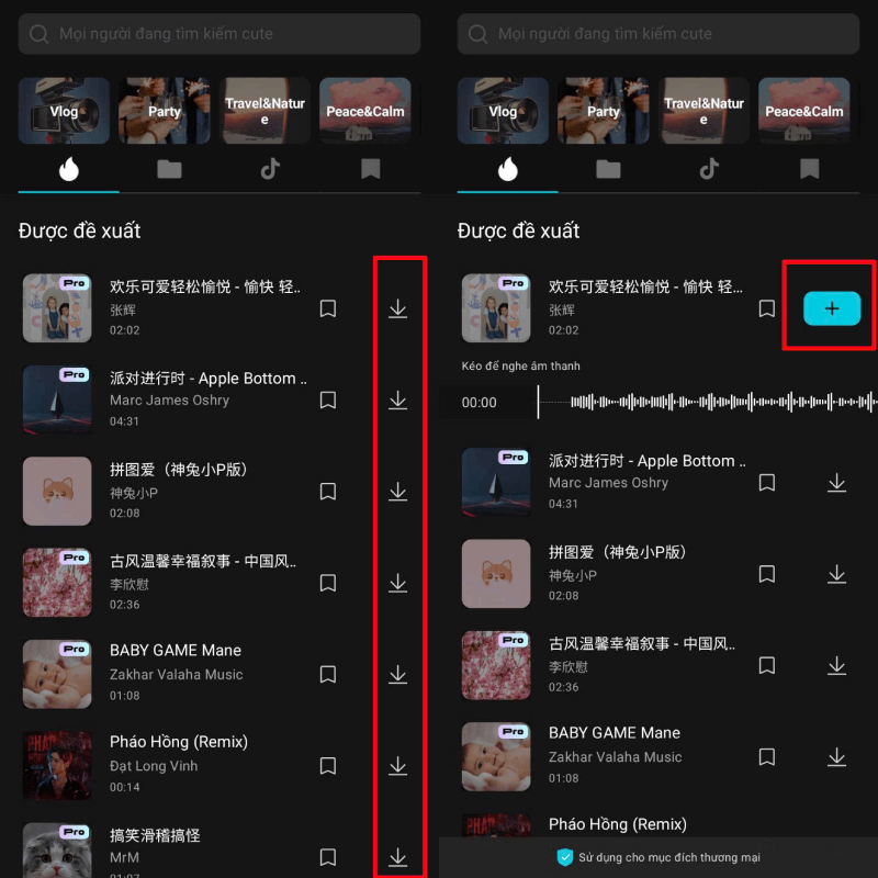 Chọn bài nhạc yêu thích.