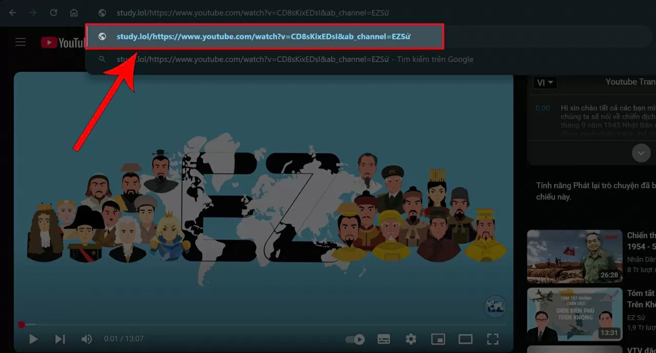 Chèn thêm cụm Study.lol/ ngay trước đường link của video. Chèn thêm cụm Study.lol/ ngay trước đường link của video.