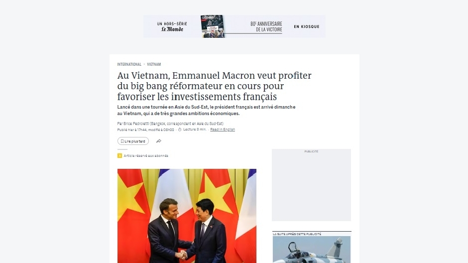bao phap de cao cac van kien hop tac duoc ky ket trong chuyen tham viet nam cua tong thong emmanuel macron