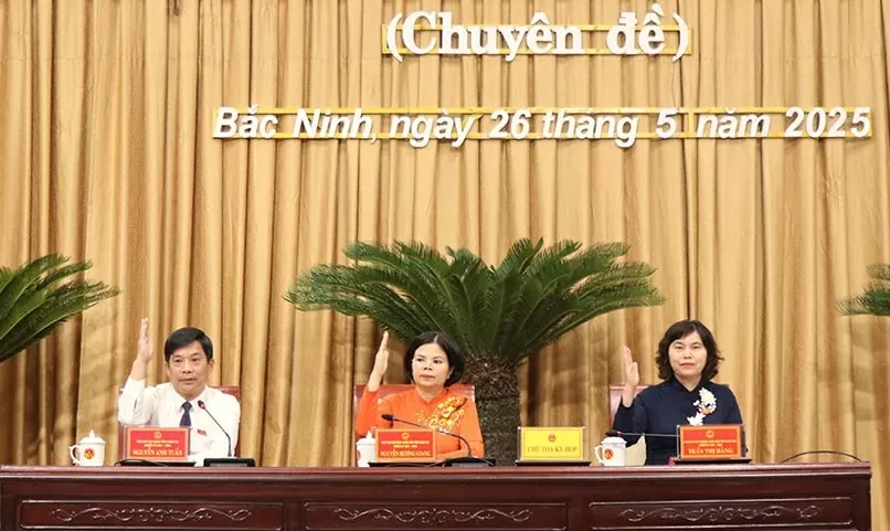 Chủ tọa kỳ họp biểu quyết thông qua Nghị quyết.