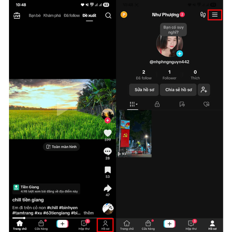Mở ứng dụng TikTok.