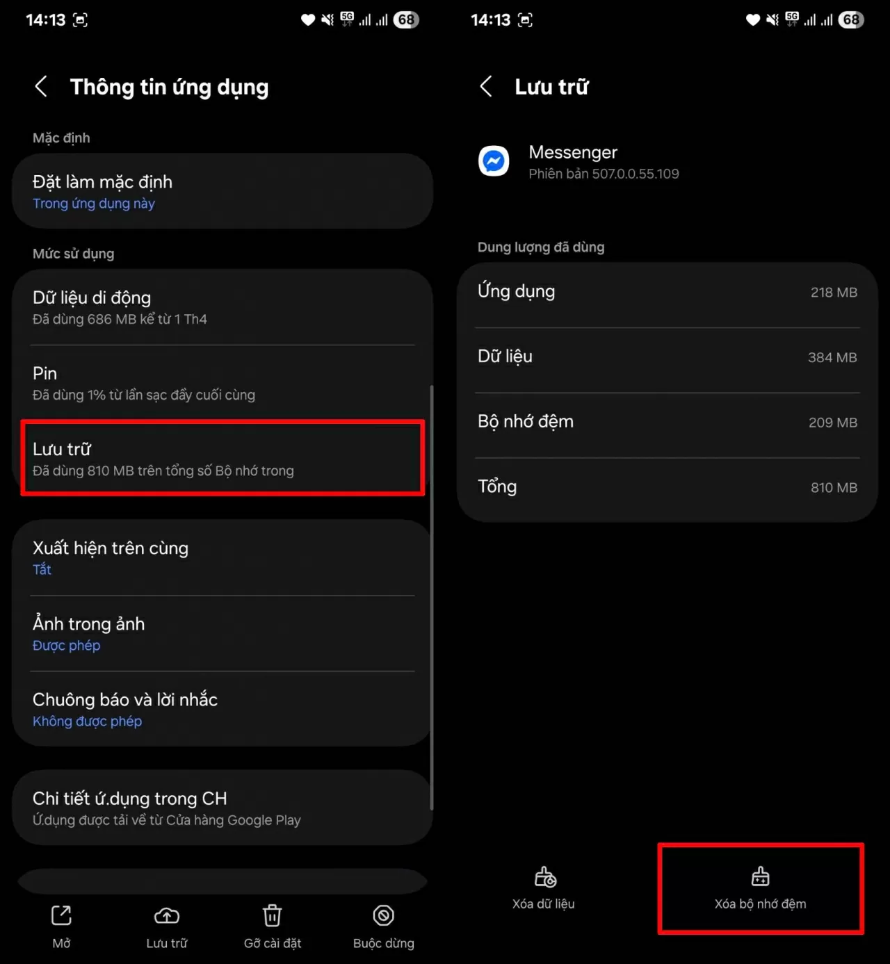 Tiếp tục chọn phần Lưu trữ .