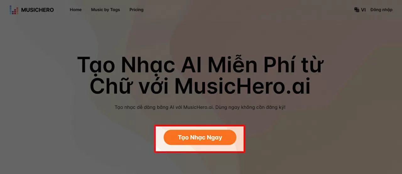 Nhấn vào nút “Tạo nhạc ngay”.