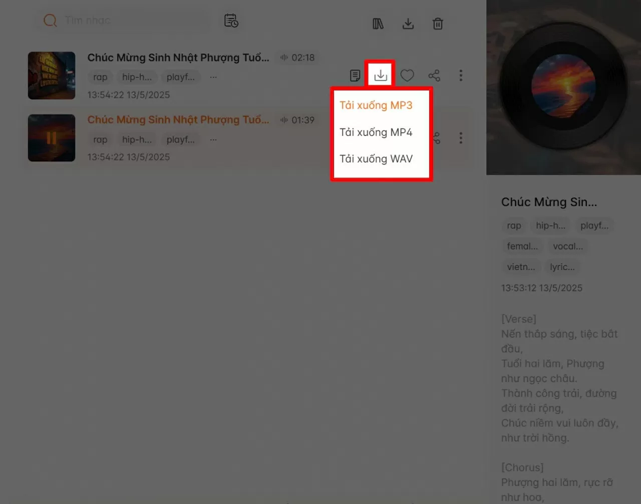 Nghe thử từng bản, chọn bản yêu thích.