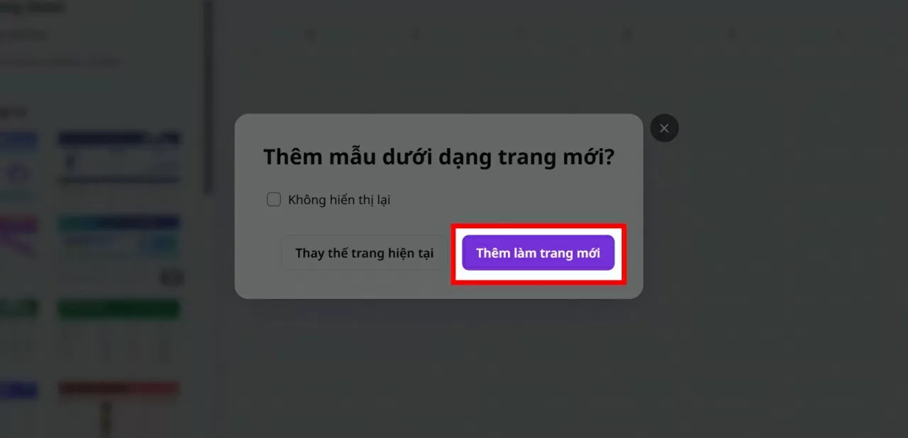 Chọn Thêm vào trang mới.