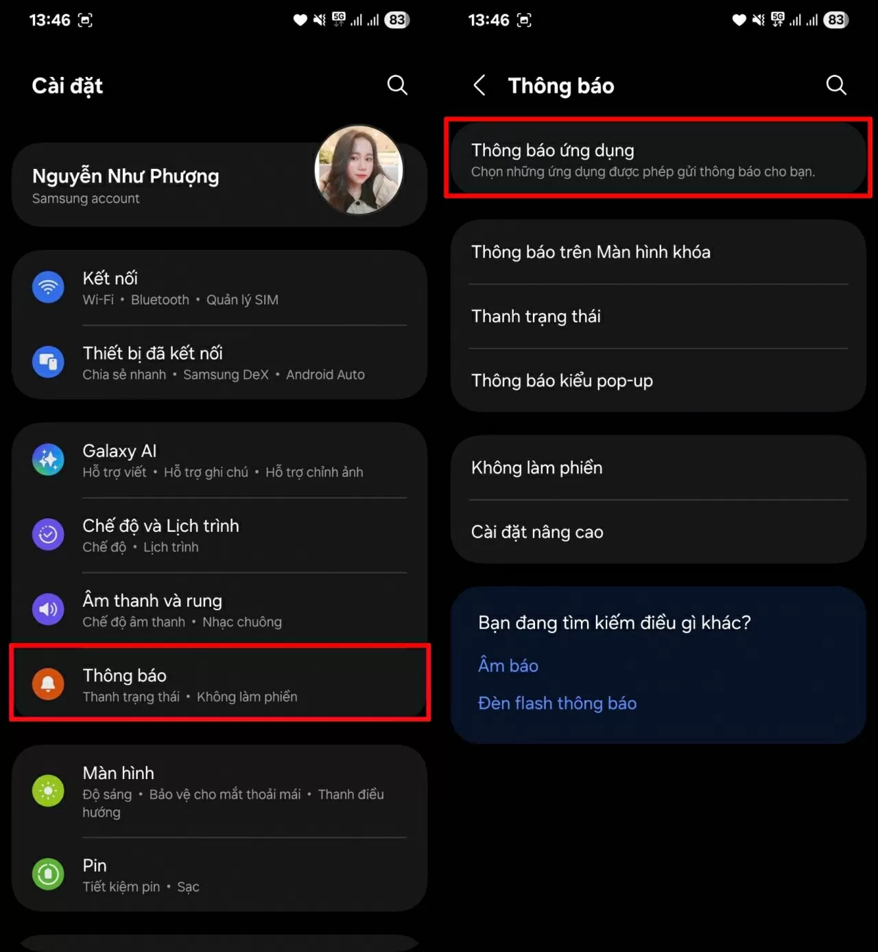 Chọn Thông báo ứng dụng.