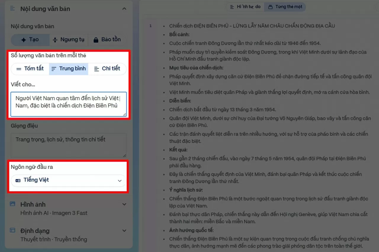 Thiết lập định dạng và lựa chọn hình thức trình bày phù hợp.
