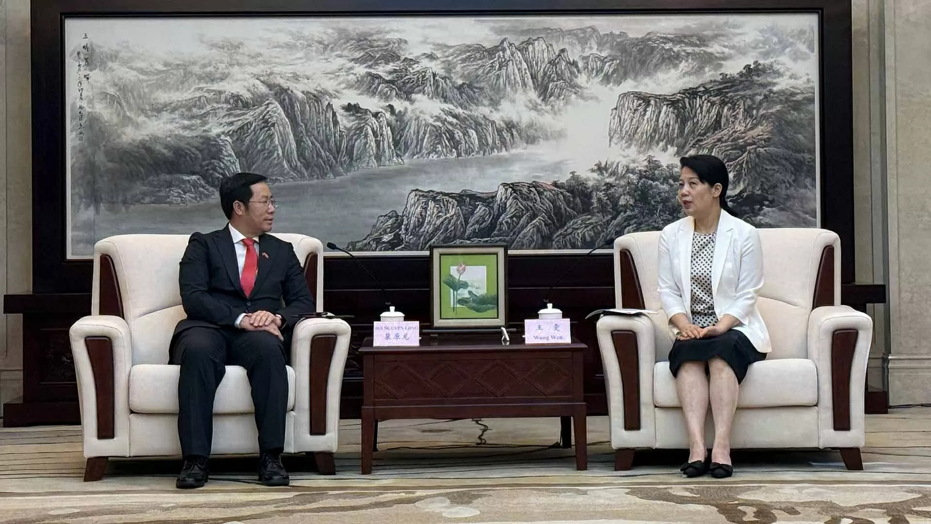 Tổng lãnh sự Bùi Nguyên Long hội kiến Chủ nhiệm Văn phòng Ngoại vụ Trùng Khánh Vương Văn