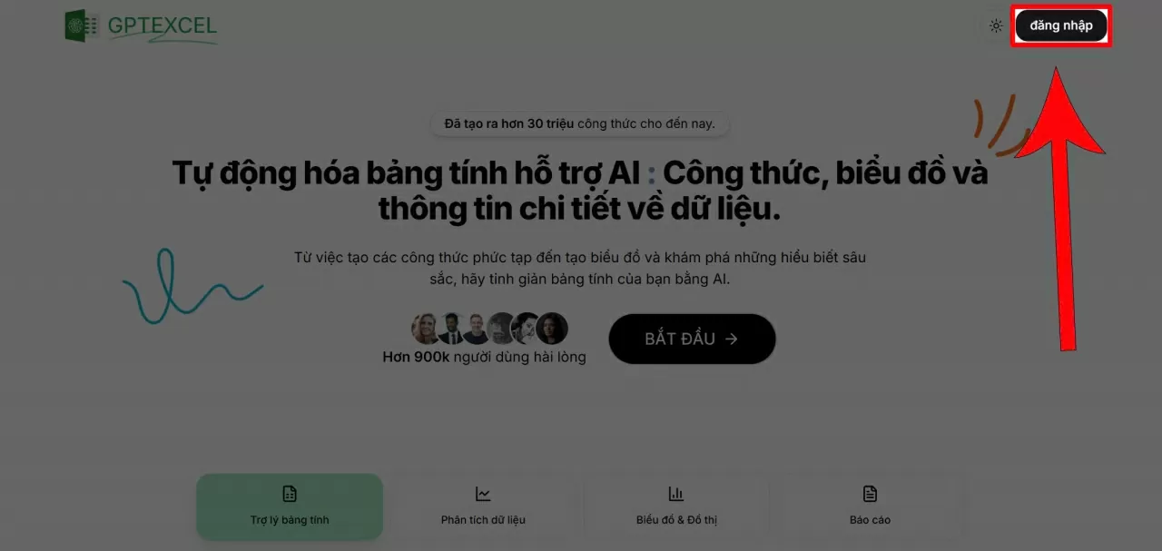 ruy cập vào website GPTExcel. ruy cập vào website GPTExcel.