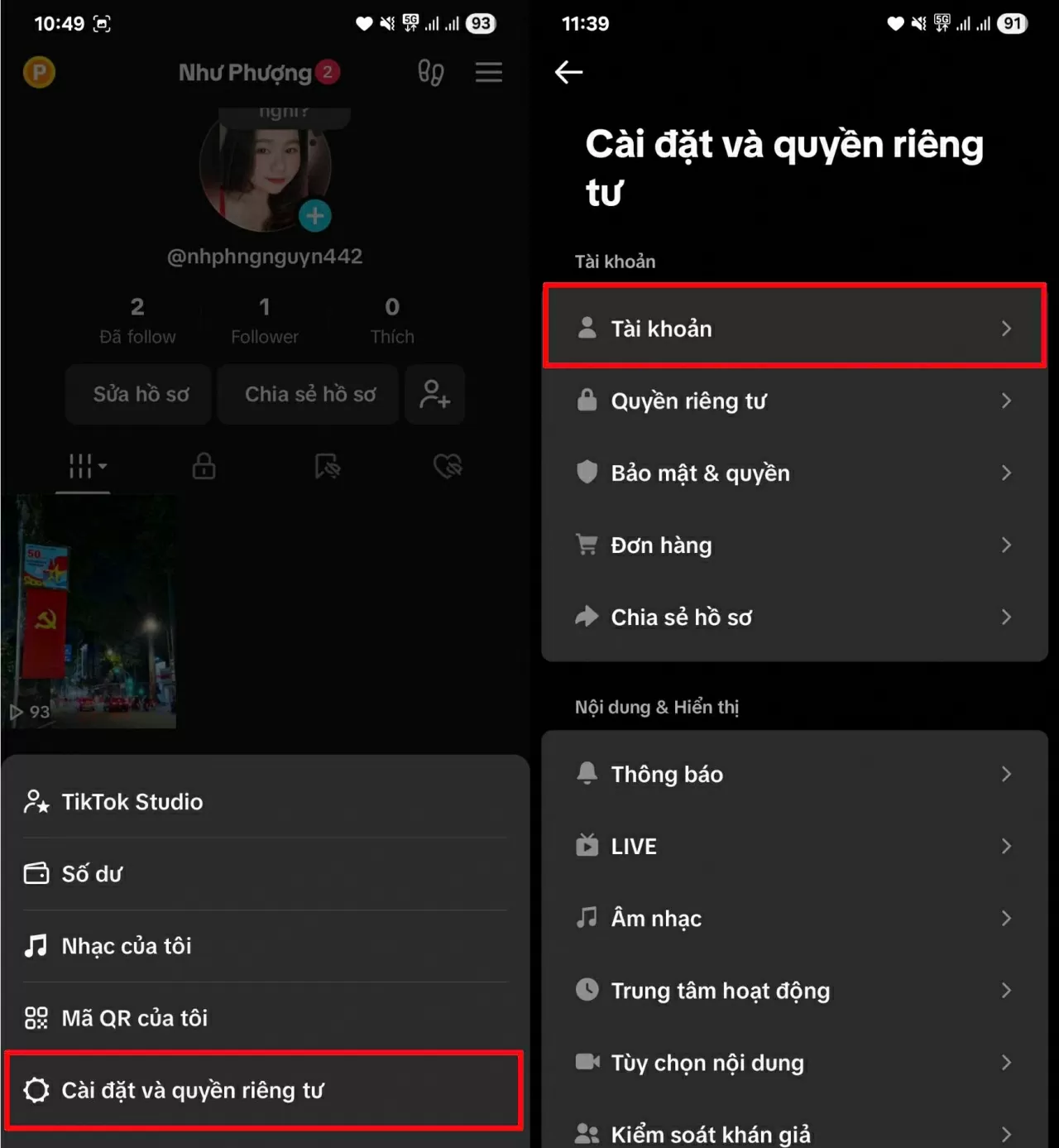 Mở ứng dụng TikTok. Mở ứng dụng TikTok.